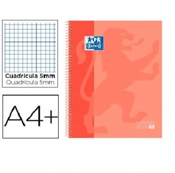 CUADERNO OXFORD EUROPEAN BOOK 1 TAPA EXTRADURA MELOCOTON CUADRO 5x5 MM.