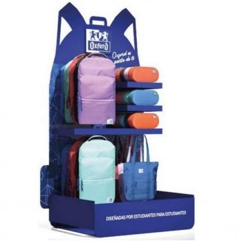 EXPOSITOR DE MOCHILAS OXFORD COMPUESTO DE 25 ARTÍCULOS