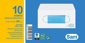 PAQUETE 10 SOBRES ESPECIAL MASCARILLA 120X235 SAM