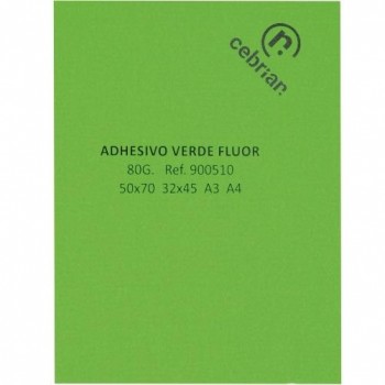 PAQUETE 50 HOJAS ADHESIVO A4 80G VERDE FLUORESCENTE