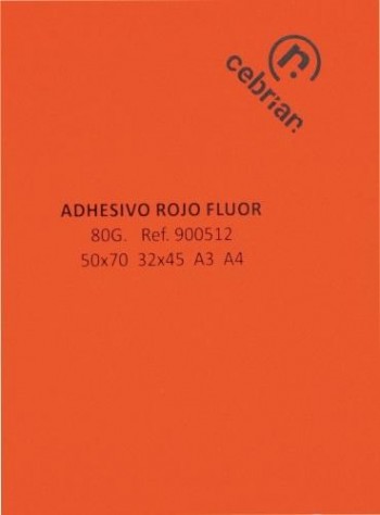PAQUETE 50 HOJAS ADHESIVO A4 80G ROJO FLUORESCENTE