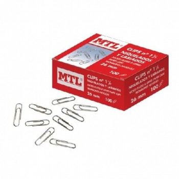 CAJA 100 CLIPS NIQUELADOS 26 MMS