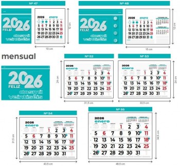 PAQUETE 50 FALDILLAS CALENDARIO MENSUAL CON NOTAS 43,5CM X 31,5CM