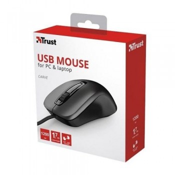 RATON OPTICO CON CABLE 2 BOTONES ERGONÓMICO Y USB