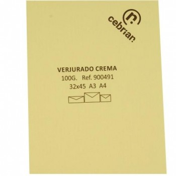 PAQUETE 100 HOJAS PAPEL A3 VERJURADO CREMA 100G