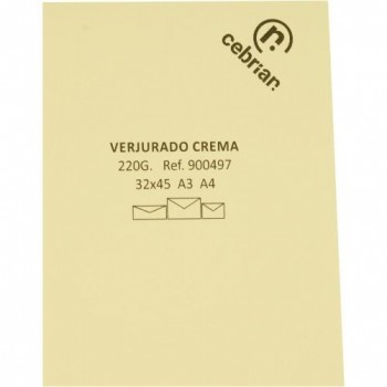 PAQUETE 100 HOJAS PAPEL SRA3 VERJURADO CREMA 220G