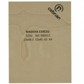 PAQUETE 10 HOJAS CARTULINA MADERA CEREZO 325G SRA3