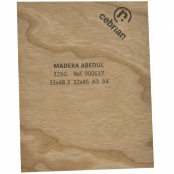 PAQUETE 10 HOJAS CARTULINA MADERA ABEDUL 325G A3
