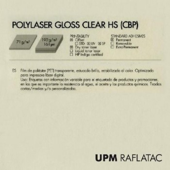 PAQUETE 100 HOJAS POLIESTER TRANSPARENTE ADHESIVO BRILLO 32X45 71G CON CORTES
