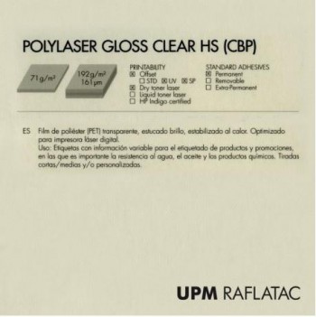 PAQUETE 250 HOJAS POLIESTER TRANSPARENTE ADHESIVO BRILLO 32X45 71G CON CORTES