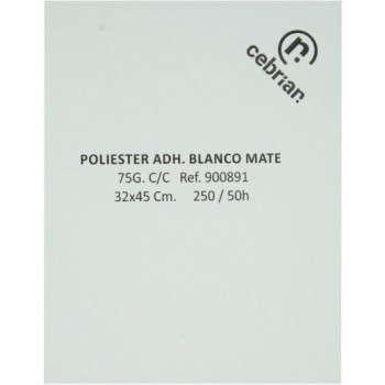 PAQUETE 250 HOJAS POLIESTER BLANCO ADHESIVO MATE 32X45 75G CON CORTES