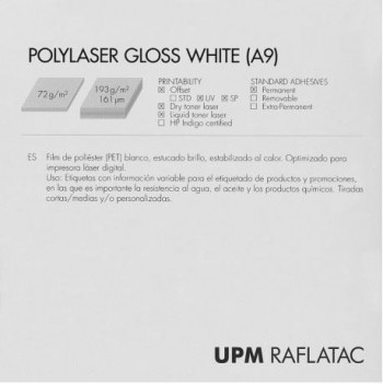 PAQUETE 250 HOJAS POLIESTER BLANCO ADHESIVO BRILLO 32X45 72G CON CORTES