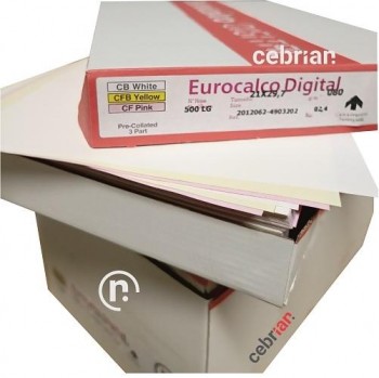 CAJA 2505 HOJAS EUROCALCO DIGITAL 80g A4 5 PAQUETES 167 JUEGOS 1ª HOJA BLANCO/ 2ªCOPIA AMARILLO / 3ª COPIA ROSA