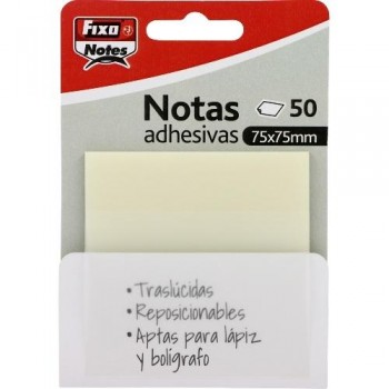 PACK 50 NOTAS ADHESIVAS TRASLÚCIDAS 75X75 MM TRANSPARENTE FIXO