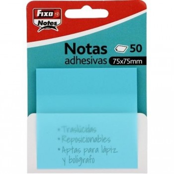 PACK 50 NOTAS ADHESIVAS TRASLÚCIDAS 75X75 MM AZUL SOFT FIXO