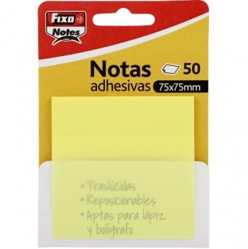 PACK 50 NOTAS ADHESIVAS TRASLÚCIDAS 75X75 MM AMARILLO SOFT FIXO