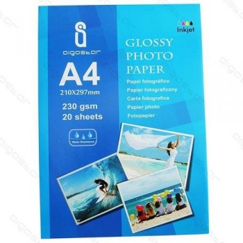 PAQUETE 20 H. PAPEL FOTOGRAFICO A4 230G GLOSSY INKJET