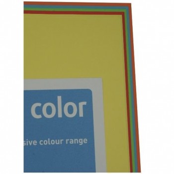 PAQUETE 100 HOJAS SURTIDO COLORES FUERTES (LG46, AB48, CY39, OR43 Y CO44) A4 80G