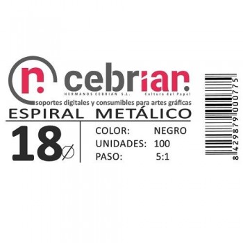 CAJA 100U ESPIRAL METAL 18 MM NEGRO PASO 5:1