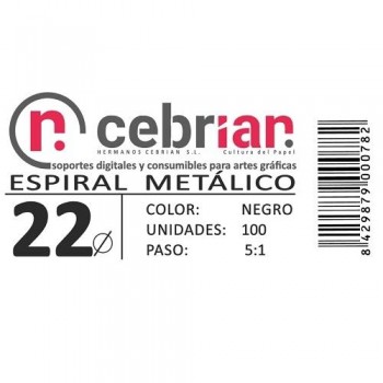 CAJA 100U ESPIRAL METAL 22 MM NEGRO PASO 5:1