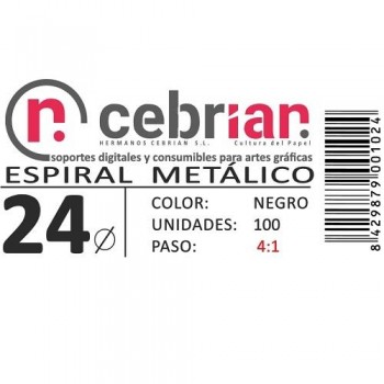 CAJA 100U ESPIRAL METAL 24 MM NEGRO PASO 4:1