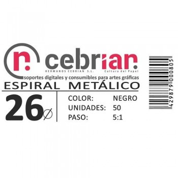 CAJA 100U ESPIRAL METAL NEGRO 26 MM PASO 5:1