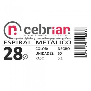 CAJA 50U ESPIRAL METAL 28 MM NEGRO PASO 5:1