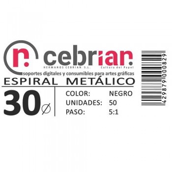 CAJA 50U ESPIRAL METAL 30 MM NEGRO PASO 5:1
