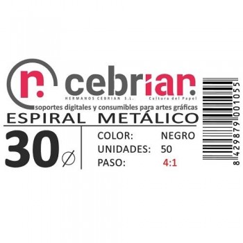 CAJA 50U ESPIRAL METAL 30 MM NEGRO PASO 4:1