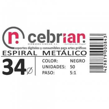 CAJA 50U ESPIRAL METAL 34 MM NEGRO PASO 5:1