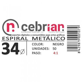 CAJA 50U ESPIRAL METAL NEGRO 34 MM PASO 4:1