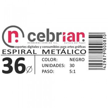 CAJA 30U ESPIRAL METAL 36 MM NEGRO PASO 5:1