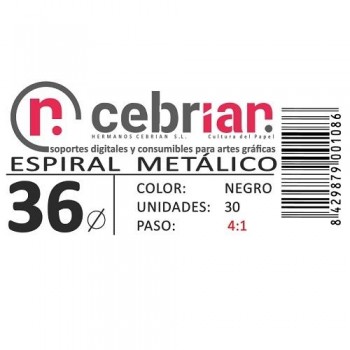 CAJA 50U ESPIRAL METAL NEGRO 36 MM PASO 4:1