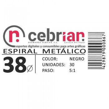 CAJA 30U ESPIRAL METAL NEGRO 38 MM PASO 5:1
