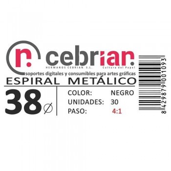CAJA 30U ESPIRAL METAL NEGRO 38 MM PASO 4:1