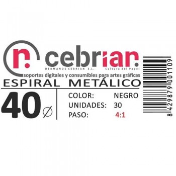 CAJA 30U ESPIRAL METAL NEGRO 40 MM PASO 4:1