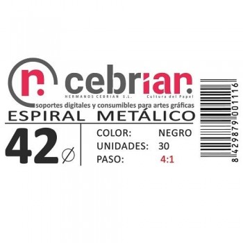 CAJA 30U ESPIRAL METAL NEGRO 42 MM PASO 4:1