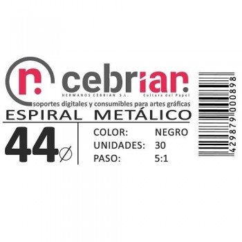 CAJA 30U ESPIRAL METAL NEGRO 44 MM PASO 5:1