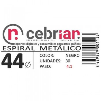 CAJA 30U ESPIRAL METAL NEGRO 44 MM PASO 4:1