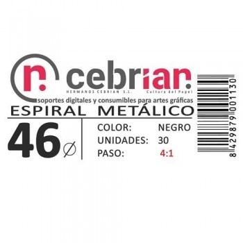 CAJA 30U ESPIRAL METAL NEGRO 46 MM PASO 4:1