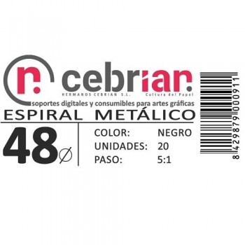 CAJA 20U ESPIRAL METAL NEGRO 48 MM PASO 5:1