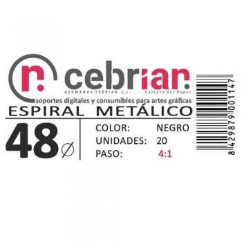 CAJA 20U ESPIRAL METAL NEGRO 48 MM PASO 4:1