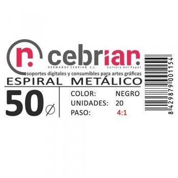 CAJA 25U ESPIRAL METAL NEGRO 50 MM PASO 4:1