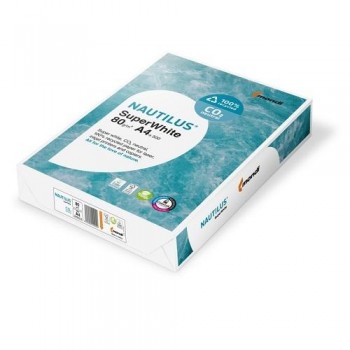 PAQUETE 500 HOJAS RECICLADO NAUTILUS SUPER WHITE A4 80G