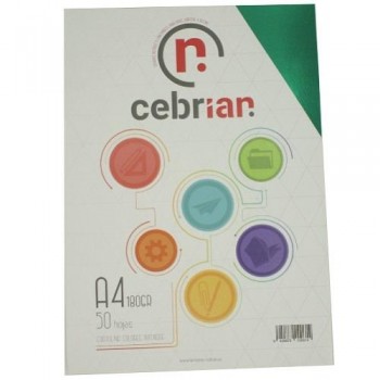 PAQUETE 40 CARTULINAS 250 GRS. A4 VERDE METALIZADA